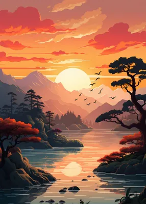 Produktbild von Plakat 50x70cm Goldene Abenddämmerung
