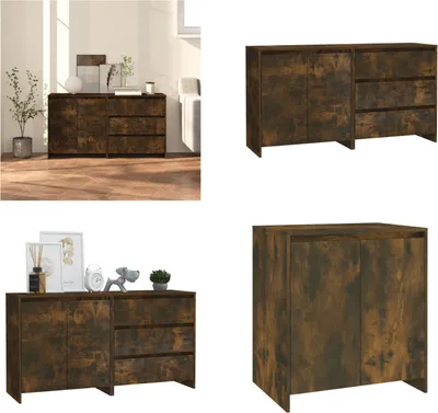Produktbild von vidaXL 2 tlg. Sideboard Räuchereiche Holzwerkstoff - Sideboard - Sideboards - Buffet-Sideboard - Lagerschrank