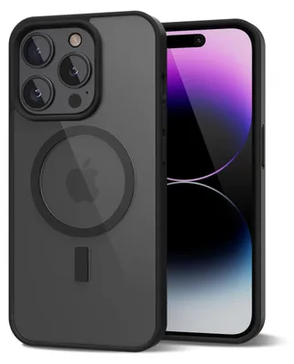 Obrázek produktu pro Magnetický kryt pro iPhone 14 Pro Max, kompatibilní s MagSafe, průhledné nárazuvzdorné pouzdro, ochranný zadní kryt Černá