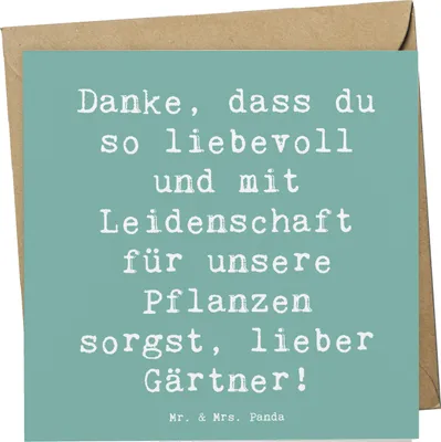 Produktbild von Mr. & Mrs. Panda Glückwunschkarte Spruch Lieber Gärtner - Meeresbrise - Geschenk, Klappkarte, fürsorgen, doppelkarte, Bedanken, liebevoll, Anerkennung, Naturverbundenheit