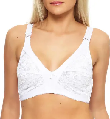 Produktbild von Damen Bra Bügelloser BH aus Spitze mit Schleife weicher BH; Weiß 70 D