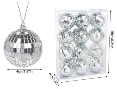 Produktbild von Disco Spiegelball 24 cm Silber, Hängekugel für Party Dekoration, Discokugel
