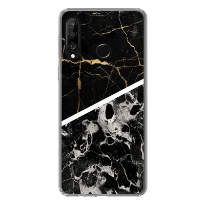 Produktbild von MuchoWow® Handyhülle Schutzhülle Hülle für Huawei P30 Lite Marmor - Gold - Luxus Silikon Softcase Handy Hülle - Handyhülle