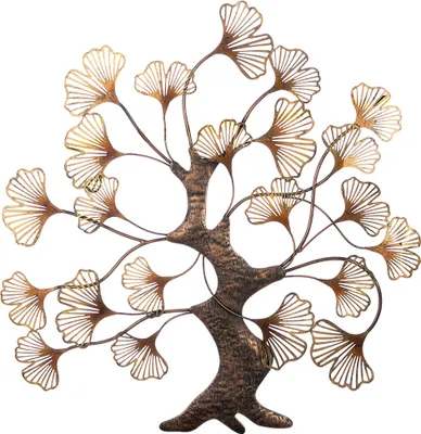 Zdjęcie produktu dla Gilde Wandrelief, Baum, "Ginkgobaum", Ginkgomotiv, Metall, bronzefarben, goldfarben, , L. 2,5 cm, B. 73 cm, H. 73 cm  69582