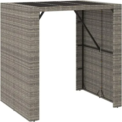 Produktbild von Grauer Bartisch für den Außenbereich aus Polyrattan mit Glasplatte, 105 x 80 x 110 cm