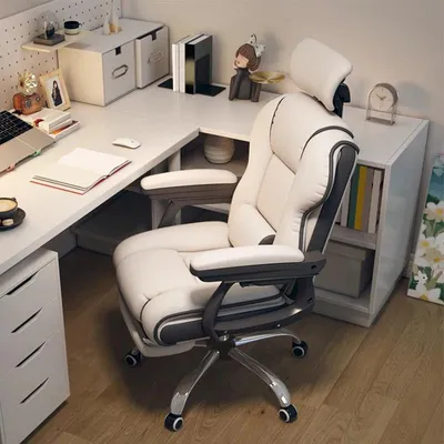 Immagine prodotto di Sedia da ufficio ergonomica, colore bianco, rivestimento in ecopelle, altezza regolabile