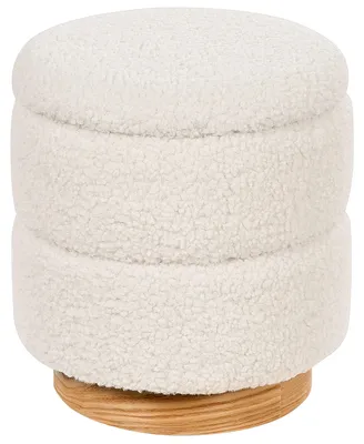 Produktbild von BELIANI Pouf Weiß Webpelz ⌀ 35 cm mit Stauraum Deckel Rund Modern Teddyfell-Hocker Sitzhocker Ottoman Fußhocker Schemel für Wohnzimmer Schlafzimmer