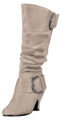 Produktbild von Wildleder Slouch Kniehohe Stiefel für Damen, Beige