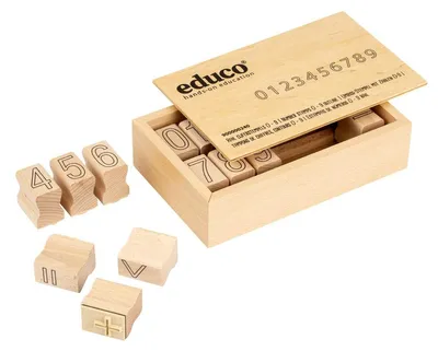 Immagine prodotto di Educo Impara matematica - timbri numerici, contorni 0 - 9 - gioco Montessori