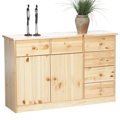 Image de Nelly buffet 6 tiroirs 2 portes naturel.