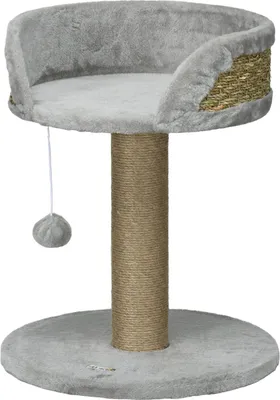 Produktbild von Kratzbaum klein, 49 cm Katzenbaum, Katzenkratzbaum mit Spielball, Liegefläche, Kletterbaum für Katzen bis 4 kg, Katzenmöbel, Jute Grau Aosom