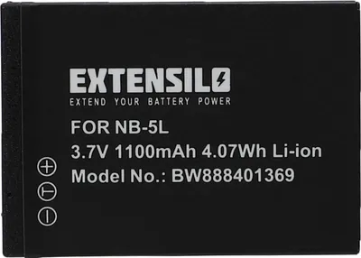 Produktbild von EXTENSILO Akku kompatibel mit Canon PowerShot S100, SD900, SD900Ti, SD700, SD800, SX210 IS, SX120 IS, SX200 IS Kamera (1100 mAh, 3,7 V, Li-Ion)