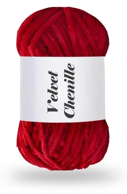Produktbild von Chenille Garn 100g Samtig Kuschelweich Rot zum Stricken & Häkeln