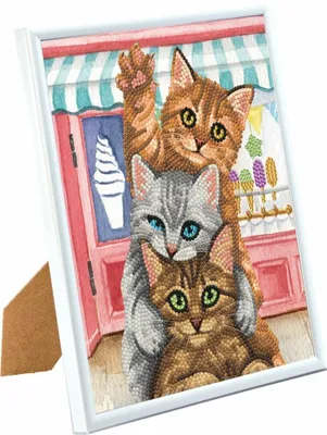 Produktbild von Kristallkunst Katzen Bild mit Rahmen 21x25cm Dekoration
