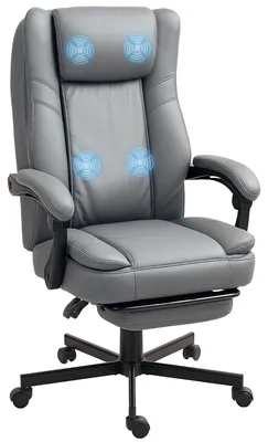 Produktbild von HOMCOM Bürostuhl mit Massagefunktion, Ergonomischer Schreibtischstuhl Grau