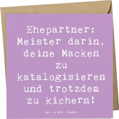 Produktbild von Mr. & Mrs. Panda Grußkarte Spruch Ehepartner Schätze - Lavendeltraum - Geschenk, Geburtstage, faltkarte, anlasskarte, Jubiläen, doppelkarte, Kichern, Glückwunschkarte