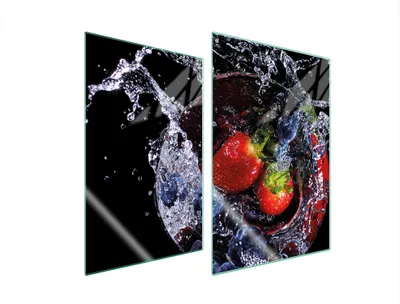 Immagine prodotto di Piastre copri fornelli 2 pezzi 35x52 Copri piano cottura in Vetroceramica tagliere in vetro fragole nero