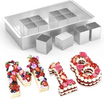 Produktbild von Rechteckige Tortenform mit Zahlen und Buchstaben Aluminium