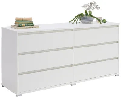 Produktbild von Sideboard LINE Weiß Holznachbildung 160x78x48 cm mit 6 Schubladen grifflos