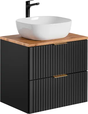 Produktbild von Waschtisch 60.6cm Adriel mit 2 Schubladen, Schwarz