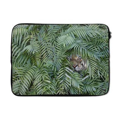 Produktbild von MuchoWow® Laptop Hülle 13 Zoll Tiger - Blätter - Farn Laptoptasche - Laptophülle - Sleeve - Rundumschutz