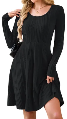 Productafbeelding van AUSELILY Lange mouwen, gebreide jurk voor dames, ronde hals, perfect voor de herfst, trui-jurk