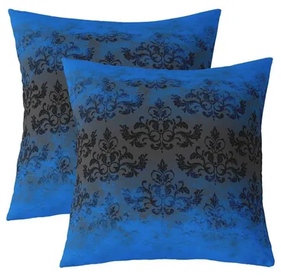 Productafbeelding van Kussensloop, jacquard damask, set van 2, 60x60 cm, blauw en zwart