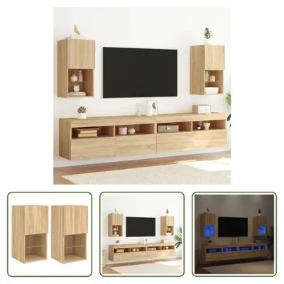 Obrázek produktu pro The Living Store TV skříňky s LED osvětlením 2 ks dub Sonoma 30,5x30x60 cm