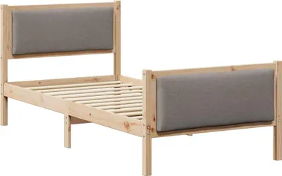 Imagen del producto de Estructura de cama con cabecero, color taupe, 90 x 190 cm, tapizada