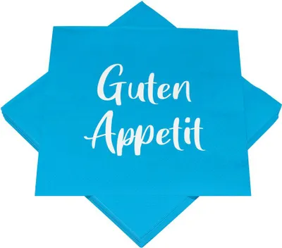 Produktbild von 20 Servietten türkis blau "Guten Appetit" 33 x 33 cm