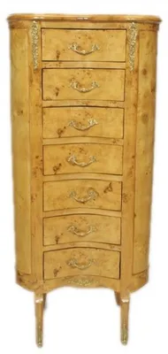 Produktbild von Casa Padrino Barock Kommode Vogelaugen Ahorn / Gold mit 7 Schubladen Oval - Antik Stil - 120 x 60 x 30 cm