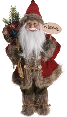 Produktbild von ECD Germany Weihnachtsmann aus Polyresin, 22 x 14 x 47 cm, Rot, Grün, Winter, Tischdeko, Winterdeko, Weihnachten, Figur, Dekoration, Santa Claus, Nikolaus, Deko-Figur, Weihnachtsdekoration