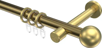 Produktbild von Interdeco Gardinenstange / Vorhangstange Messing Antik / Messing-Optik, Typ Prestige Luino (Kugel), 20 mm Ø 1-läufig, 420 cm
