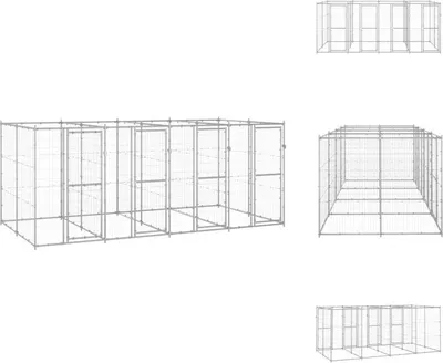 Produktbild von vidaXL Outdoor-Hundezwinger Verzinkter Stahl 9,68 m² -  Hundezwinger & -ausläufe