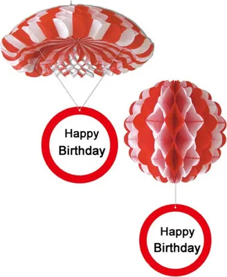 Produktbild von Sortiert 1 Deko Ballon oder 1 Deko Fallschirm mit Schild Happy Birthday