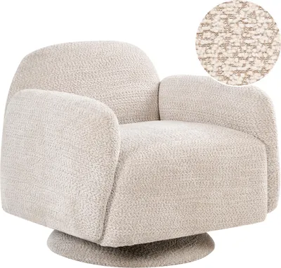 Produktbild von BELIANI Sessel Beige Stoff Drehbar mit Armlehnen Breites Design Moderner Stil Drehsessel Polstersessel Stoffsessel Wohnzimmer