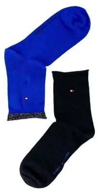 Produktbild von Tommy Hilfiger - Socken für Damen (2er-Pack) NA898 (39,5 EU - 42,5 EU) (Schwarz/Blau)