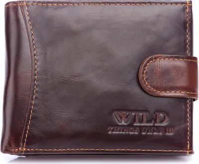 Produktbild von WILD Herren Geldbörse Mittel Echt Leder mit Metallschließe Dunkelbraun