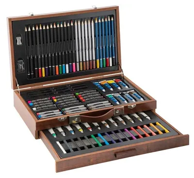 Obrázok produktu pre Umelecký set Mixed Média v drevenom kufríku 91 ks