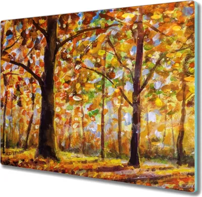 Produktbild von Coloray Schneidebrett Herdabdeckplatte 60x52 cm Kochplattenabdeckung Hackbrett Küchenbrett - Herbstwald