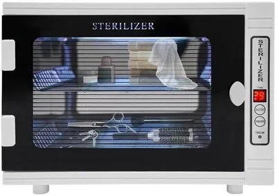 Obrázek produktu pro Sterilizační skříň pro nástroje na manikúru a pedikúru – 12 litrů, dezinfekce UV-ozónem, nerezová ocel