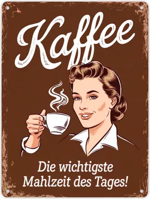 Produktbild von Kaffee - wichtigste Mahlzeit des Tages Metallschild XL in 21x28 cm