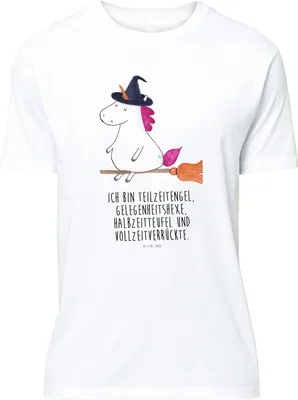 Produktbild von Mr. & Mrs. Panda S T-Shirt Einhorn Hexe - Weiß - Geschenk, Shirt, Unicorn, Tshirt, Frau, Lustiges, Engel, oberteil, Freundin, Teufel, Einhörner