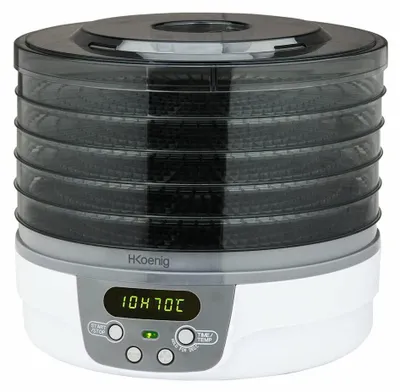 Lebensmittel-Dehydrator 5 Schalen, 40-70°C, Timer 48h, 250 W