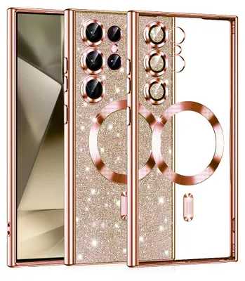 Produktbild von Techsuit Luxury Glitter Back Cover Hülle mit MagSafe für Samsung Galaxy S24 Ultra - Roségold