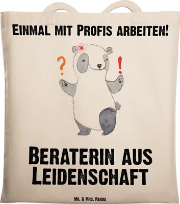 Produktbild von Mr. & Mrs. Panda Shopping Tasche Beraterin Leidenschaft - Transparent - Geschenk, Lustig, Witzig, dokumententasche, Spruch, Einkaufstasche, Jutebeutel, Finanzberaterin