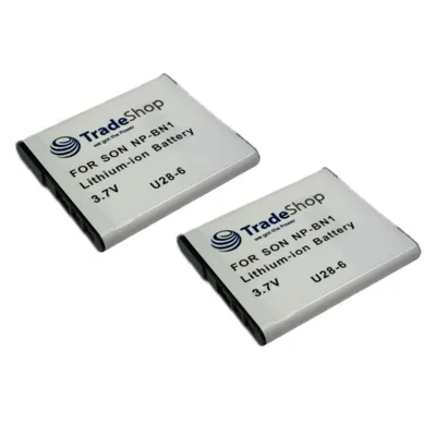 Produktbild von 2x Trade-Shop Li-Ion Akku ersetzt Sony NP-BN1 für Sony Cybershot DSC W310 W320 W350 W380 W510 W520 W530 W560 W570 W710 W730 W800 W810 W830 T99 T110 TF1 J10 T100D QX10 QX100 WX100 WX150