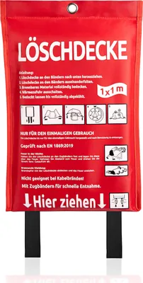 Produktbild von BigDean Löschdecke Küche für Fettbrand sofort einsetzbare XL Feuerlöschdecke DIN EN 1869:2019  – Feuerdecke auch für Grill, Auto und Camping