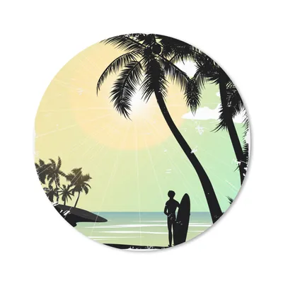 Produktbild von MuchoWow® Mauspad Mousepad Strand - Sonne - Palme - Surfen 40x40 cm - Mousepads - Maus Mat - Pad - Mausunterlage - Schreibtisch Accessoires