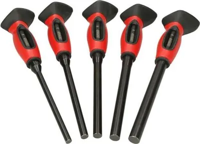 Obrázok produktu pre sada 5 dierovačov - KS TOOLS - 156.0222F - Leštený dierovač klincov - Dierovač s rukoväťou - S antivibračným systémom
